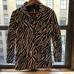 Faux fur zebra print jacket